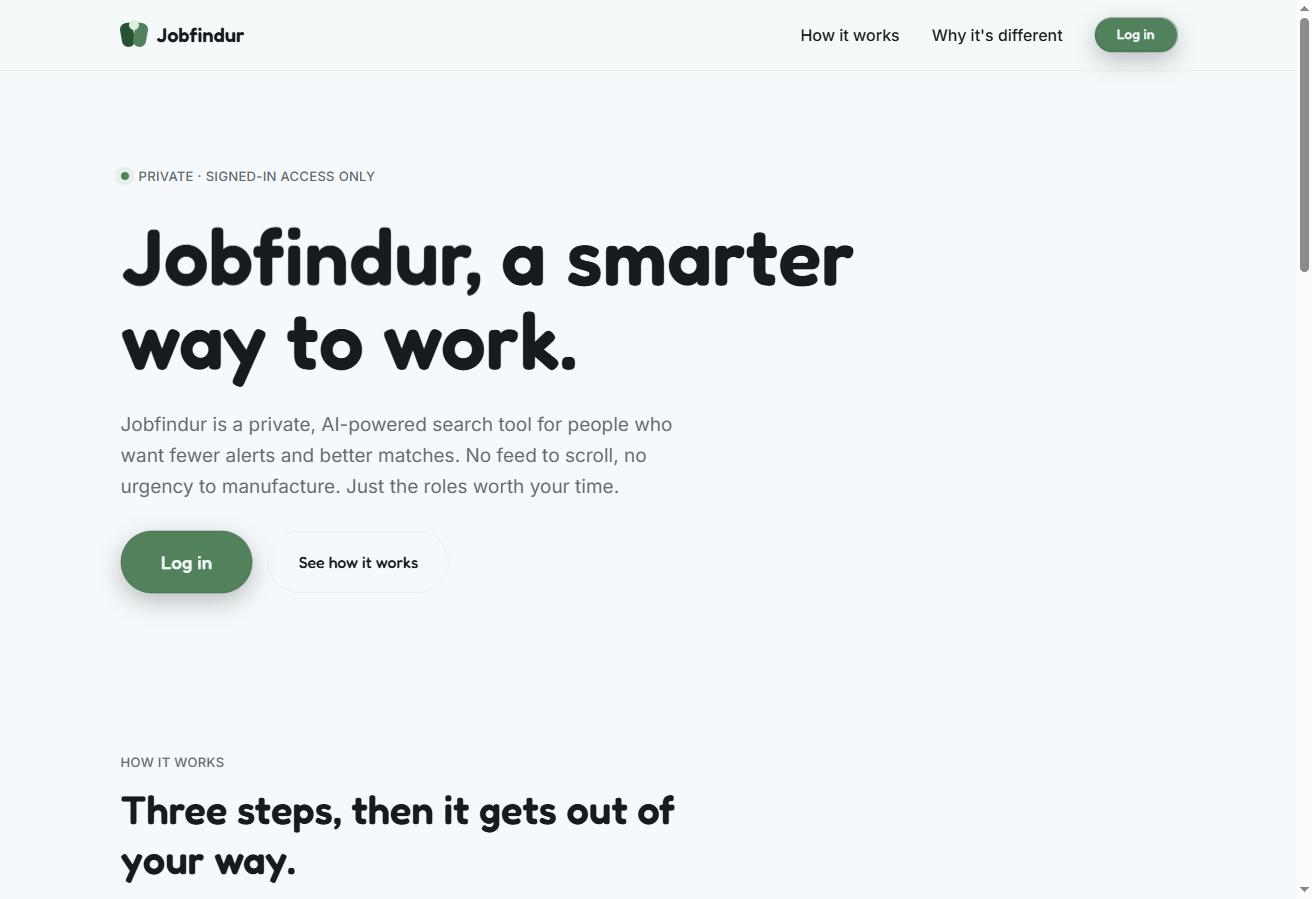 Screenshot of the Jobfindur app interface